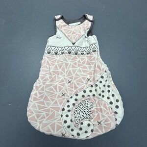 First Wish One Piece Baby Girl 0-6 Months Pink Geometric Cotton Sleepwear